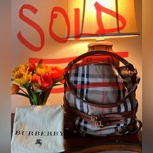 BURBERRY bridle House Check canvas leather